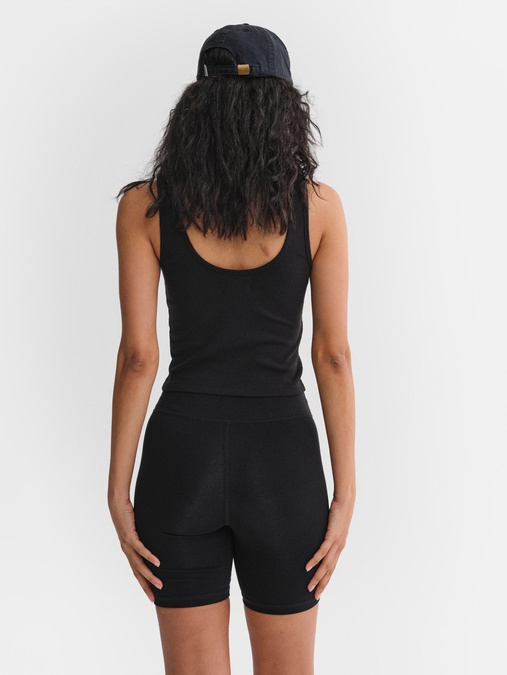 MATE THE LABEL TENCEL RIB CROPPED V NECK TOP JET BLACK L - Picture 2 of 5